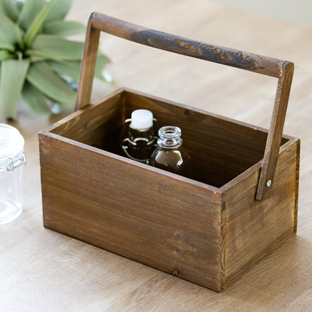 小物収納 ドゥー 取っ手付き 木製 収納ボックス 卓上 幅25.5×奥行16×高さ12.5cm ( 収納ケース 木箱 小物入れ 小物ケース 小物 収納 持ち手付き 天然木 ツールボックス メイクボックス 持ち運び ハンドル付き おしゃれ )