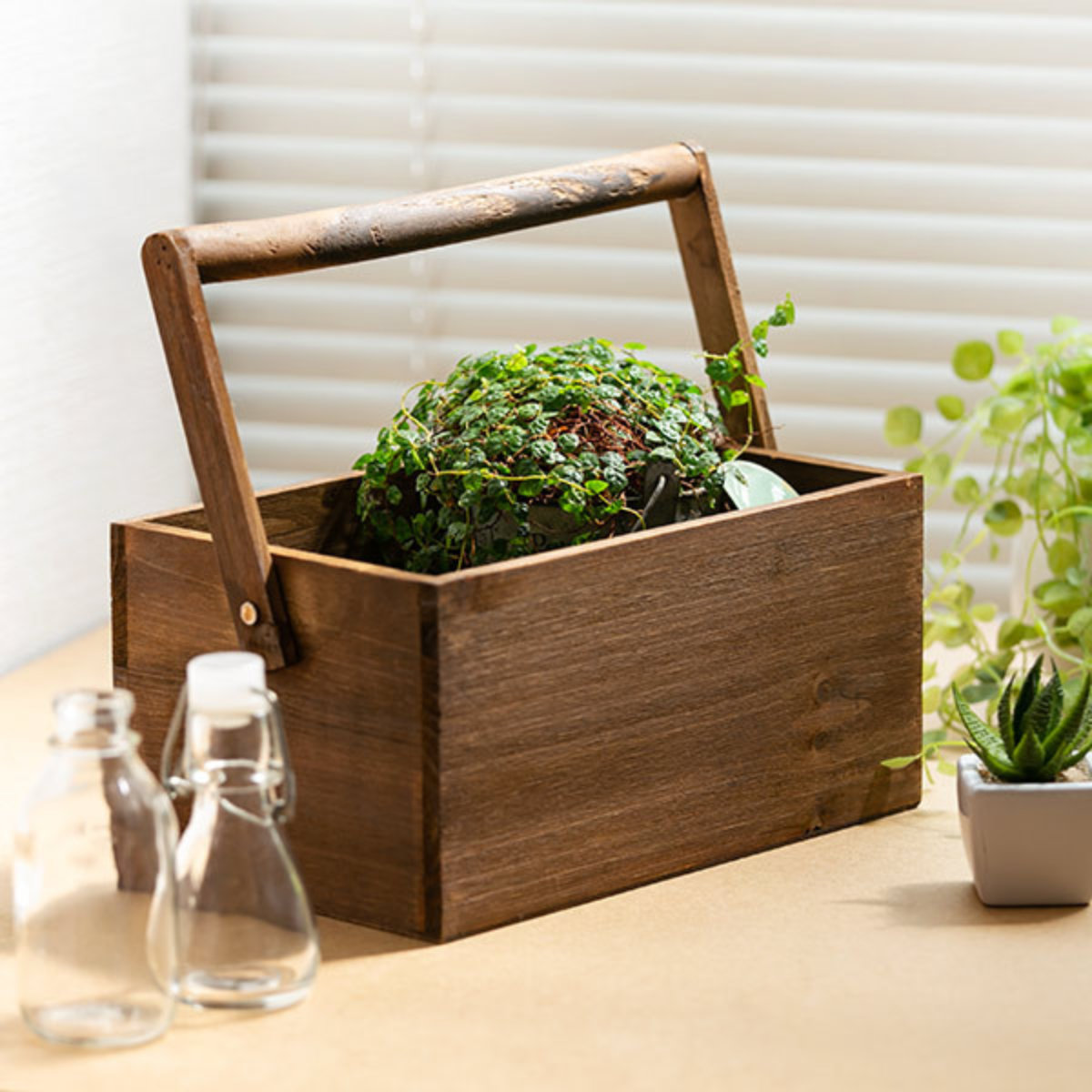 小物収納 ドゥー 取っ手付き 木製 収納ボックス 卓上 幅25.5×奥行16×高さ12.5cm ( 収納ケース 木箱 小物入れ 小物ケース 小物 収納 持ち手付き 天然木 ツールボックス メイクボックス 持ち運び ハンドル付き おしゃれ )