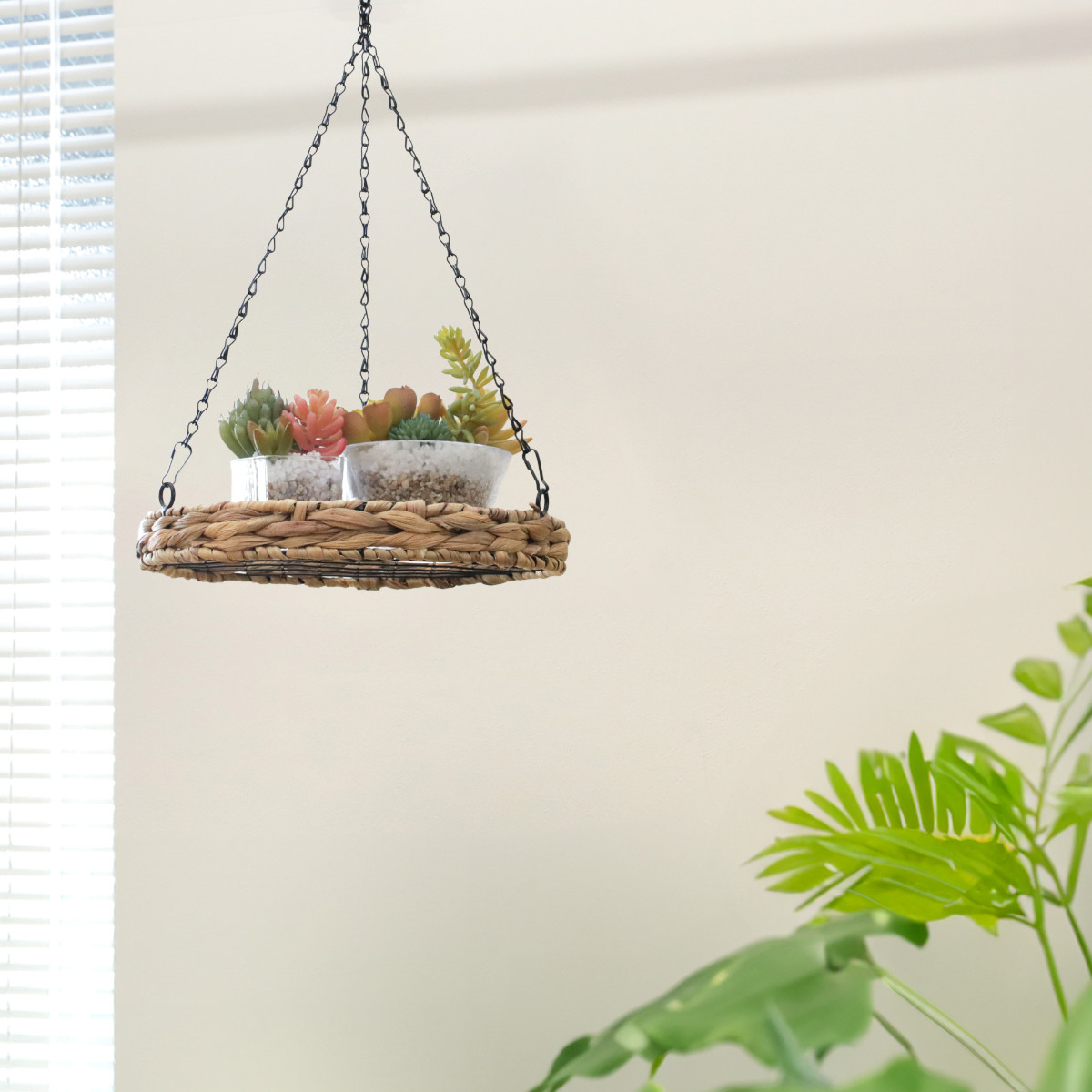 かご ヒヤシンス ラウンド ハンギングシェルフ 吊り下げ ネット ( カゴ ハンギング シェルフ ラック ハンギングラック つり下げ 吊り下げシェルフ プランターラック プランター台 フラワーラック 吊るす スワッグ エアプランツ )