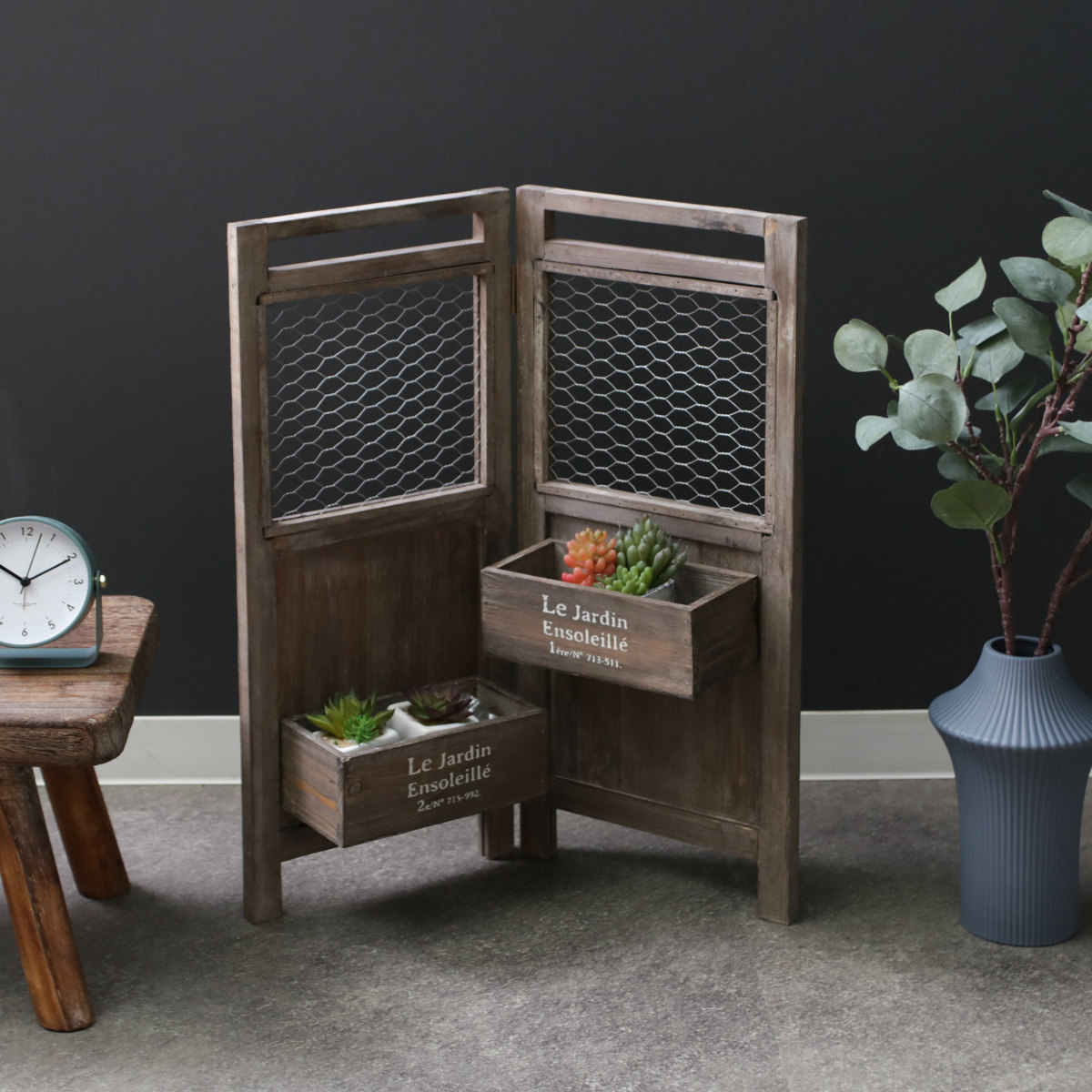 プランタースタンド アルブティク パーテーションプランター 木製 ( 花台 フラワースタンド 鉢 フラワーラック プランターラック パーテーション 鉢植え 観葉植物 グリーン ディスプレイ 飾る プランター 鉢置き プラントスタンド ) 【グレー】 グレー