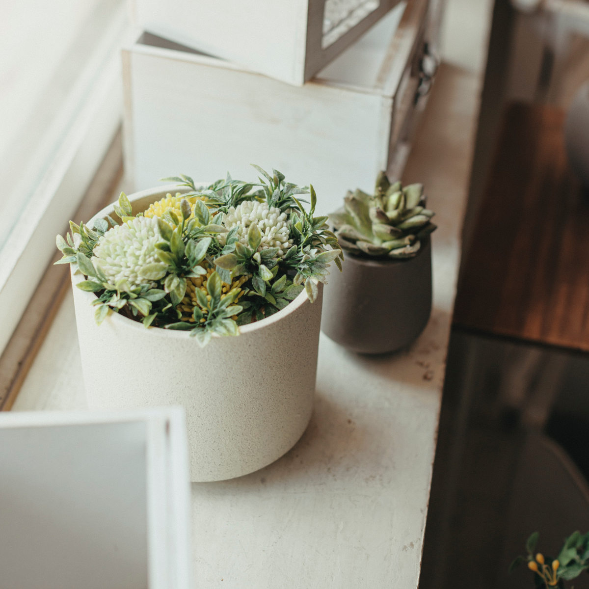 植木鉢 モノクローム ポット L ( プラントポット セメントポット 鉢 穴あき プランター セメント スタンド 置く 植物 観葉植物 多肉 サボテン 園芸 直植え ガーデニング エクステリア ) 【グレー】 グレー