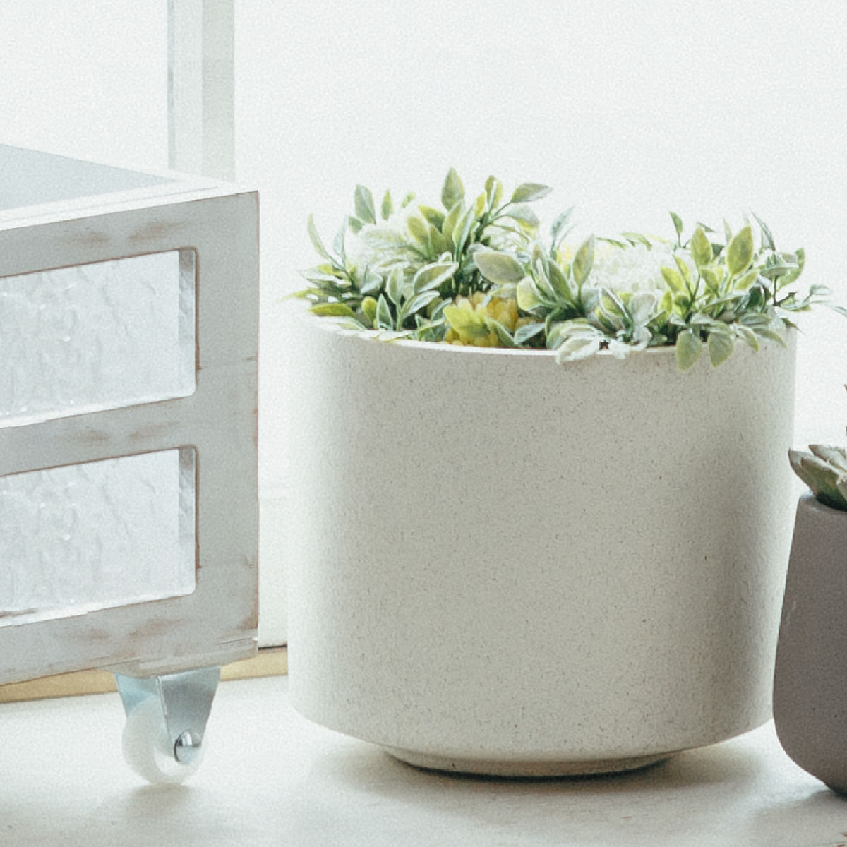 植木鉢 モノクローム ポット L ( プラントポット セメントポット 鉢 穴あき プランター セメント スタンド 置く 植物 観葉植物 多肉 サボテン 園芸 直植え ガーデニング エクステリア ) 【グレー】 グレー