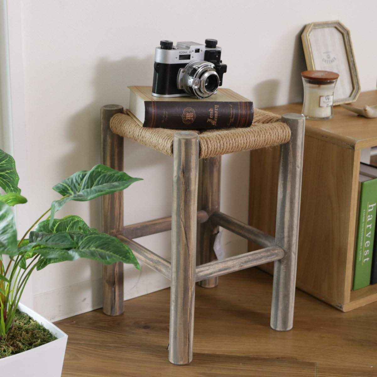 スタンド 花台 ルオリ スツール ( プランター台 フラワーラック 飾り台 プランターラック フラワー 木 椅子 室内 飾る 台 脚付き 置く 植物 観葉植物 花 園芸 インテリア ディスプレイ 木製 ) 【ホワイト】 ホワイト