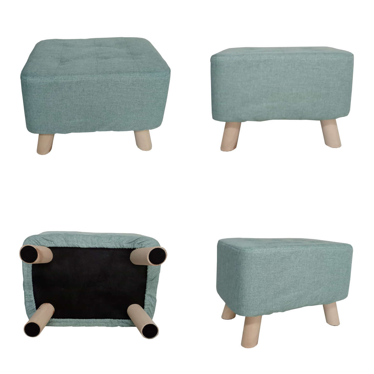 スツール ミニ 長方形 座面高28cm コロン・チェア・レクト ( 椅子 チェア 四角 小さい ロー ファブリック 布 木製脚 玄関 リビング 北欧 ナチュラル おしゃれ かわいい コンパクト クッション カバー ) 【グレー】 グレー