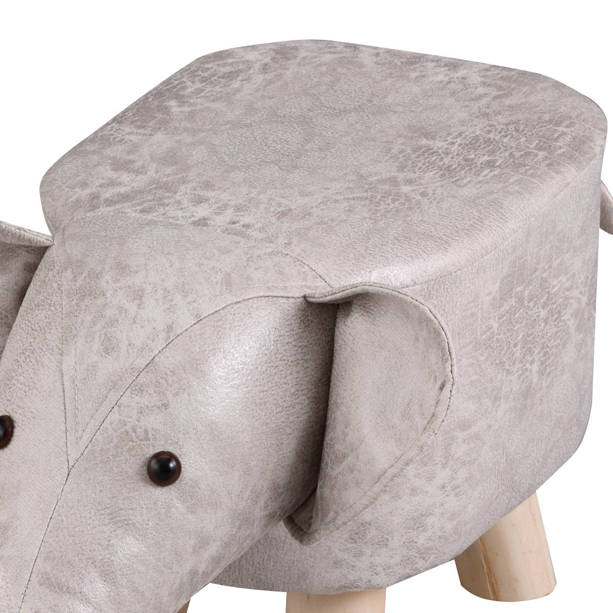 アニマルスツール ゾウ 座面高26.5cm ティーア・スツール・エレファント ( 椅子 チェア アニマル 動物 ロー レザー調 木製脚 キッズ リビング 北欧 ナチュラル おしゃれ かわいい コンパクト クッション ) 【イエロー】 イエロー