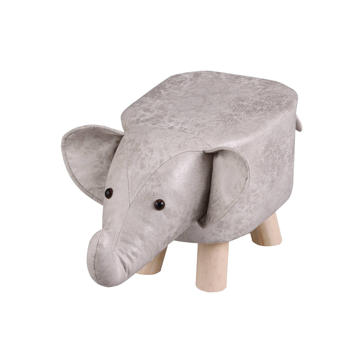 アニマルスツール ゾウ 座面高26.5cm ティーア・スツール・エレファント ( 椅子 チェア アニマル 動物 ロー レザー調 木製脚 キッズ リビング 北欧 ナチュラル おしゃれ かわいい コンパクト クッション ) 【イエロー】 イエロー