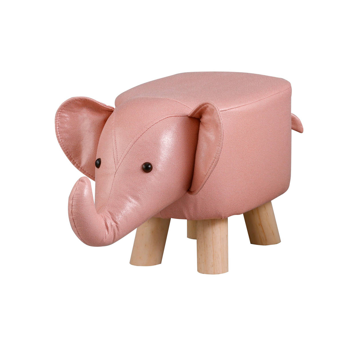 アニマルスツール ゾウ 座面高26.5cm ティーア・スツール・エレファント ( 椅子 チェア アニマル 動物 ロー レザー調 木製脚 キッズ リビング 北欧 ナチュラル おしゃれ かわいい コンパクト クッション ) 【イエロー】 イエロー