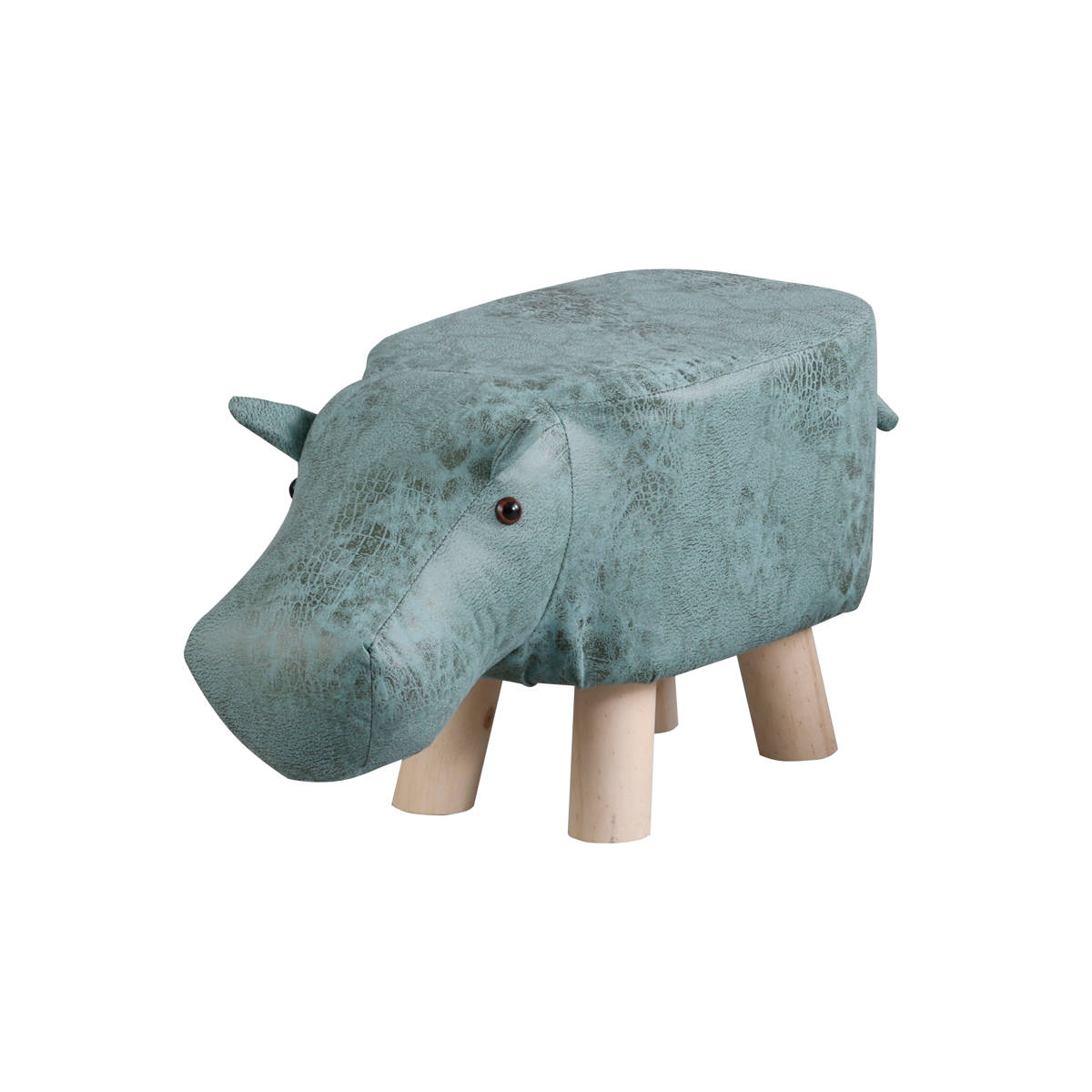 アニマルスツール カバ 座面高26.5cm ティーア・スツール・ヒッポ ( 椅子 チェア かば アニマル 動物 ロー レザー調 木製脚 キッズ リビング 北欧 ナチュラル おしゃれ かわいい コンパクト クッション ) 【ブラウン】 ブラウン