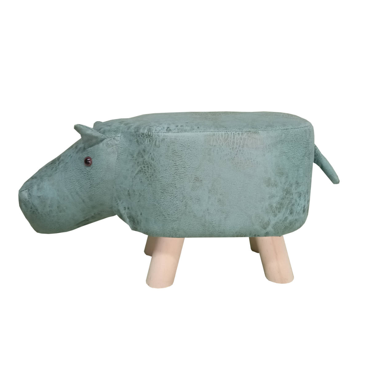 アニマルスツール カバ 座面高26.5cm ティーア・スツール・ヒッポ ( 椅子 チェア かば アニマル 動物 ロー レザー調 木製脚 キッズ リビング 北欧 ナチュラル おしゃれ かわいい コンパクト クッション ) 【ブラウン】 ブラウン