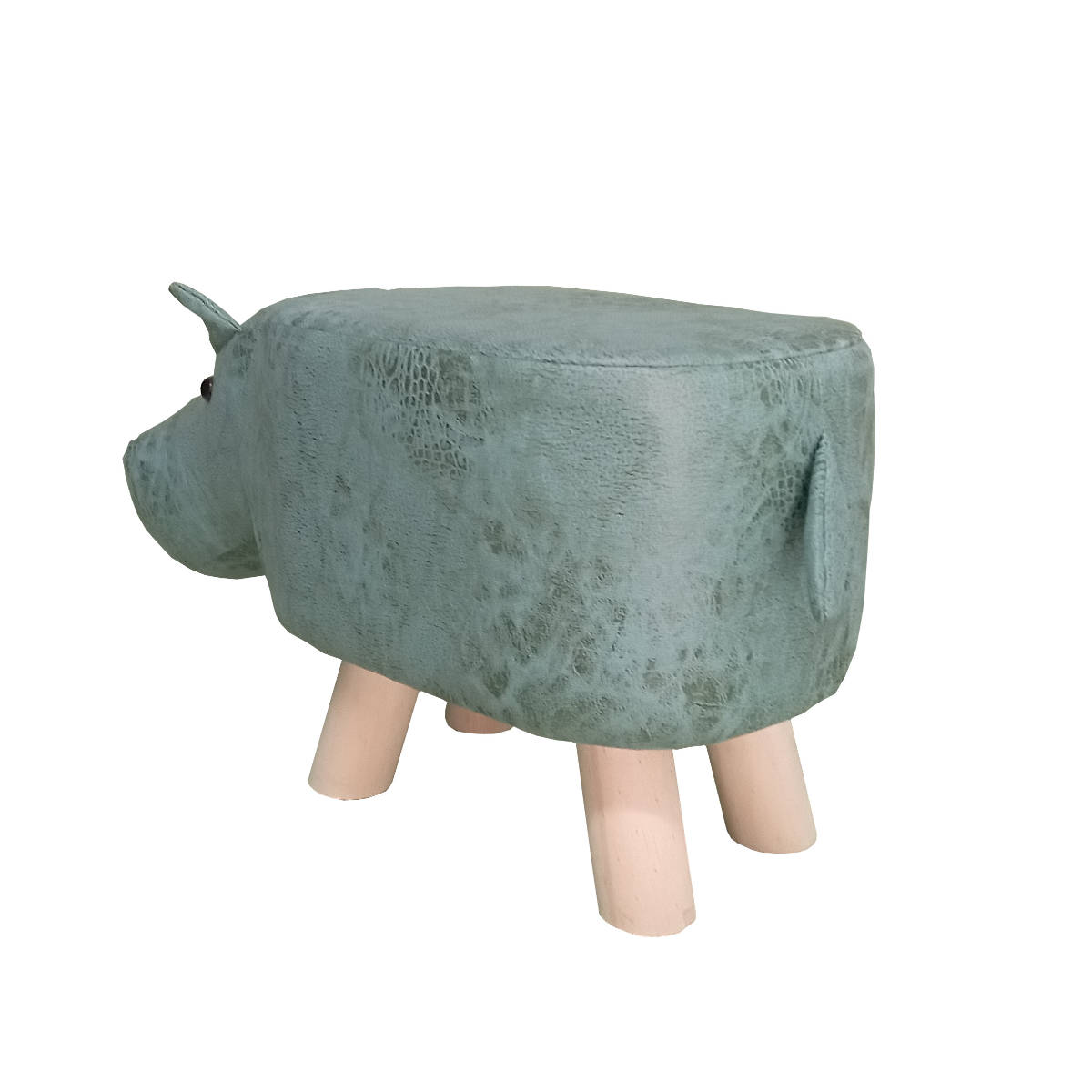 アニマルスツール カバ 座面高26.5cm ティーア・スツール・ヒッポ ( 椅子 チェア かば アニマル 動物 ロー レザー調 木製脚 キッズ リビング 北欧 ナチュラル おしゃれ かわいい コンパクト クッション ) 【ブラウン】 ブラウン