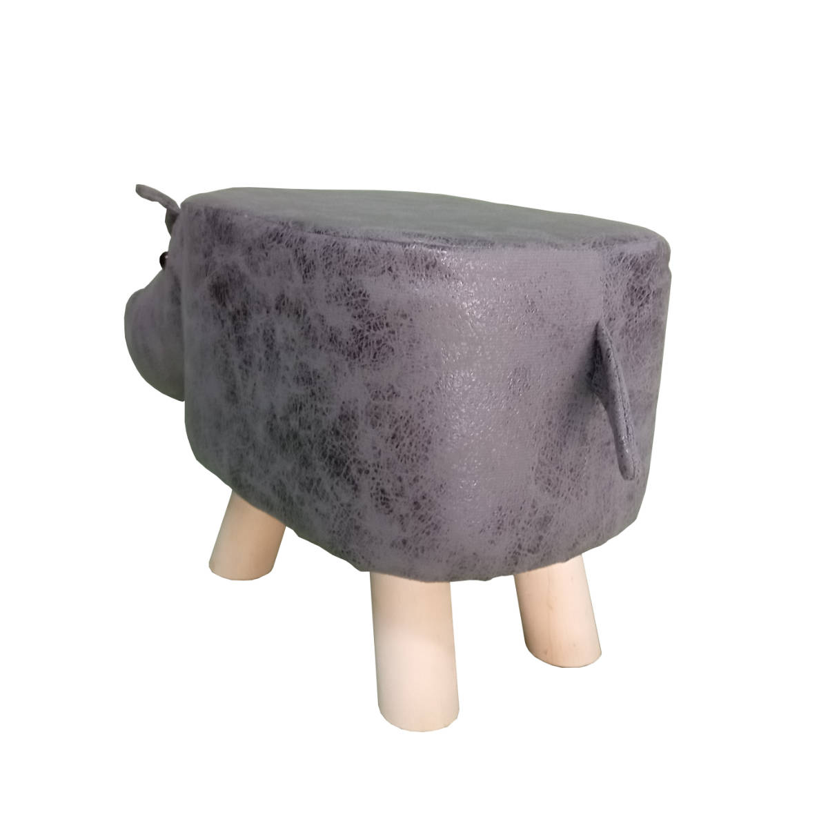 アニマルスツール カバ 座面高26.5cm ティーア・スツール・ヒッポ ( 椅子 チェア かば アニマル 動物 ロー レザー調 木製脚 キッズ リビング 北欧 ナチュラル おしゃれ かわいい コンパクト クッション ) 【ブラウン】 ブラウン