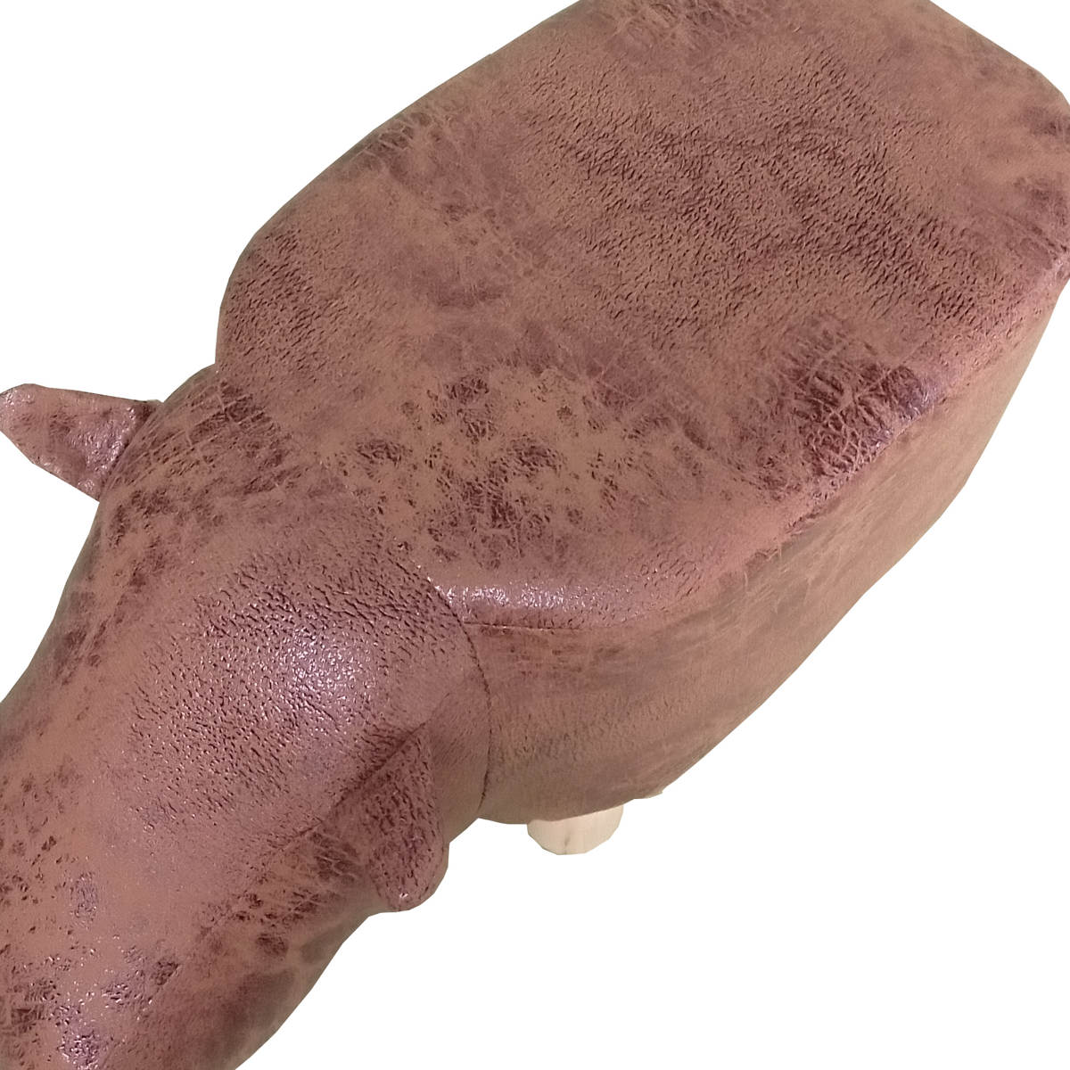 アニマルスツール カバ 座面高26.5cm ティーア・スツール・ヒッポ ( 椅子 チェア かば アニマル 動物 ロー レザー調 木製脚 キッズ リビング 北欧 ナチュラル おしゃれ かわいい コンパクト クッション ) 【ブラウン】 ブラウン