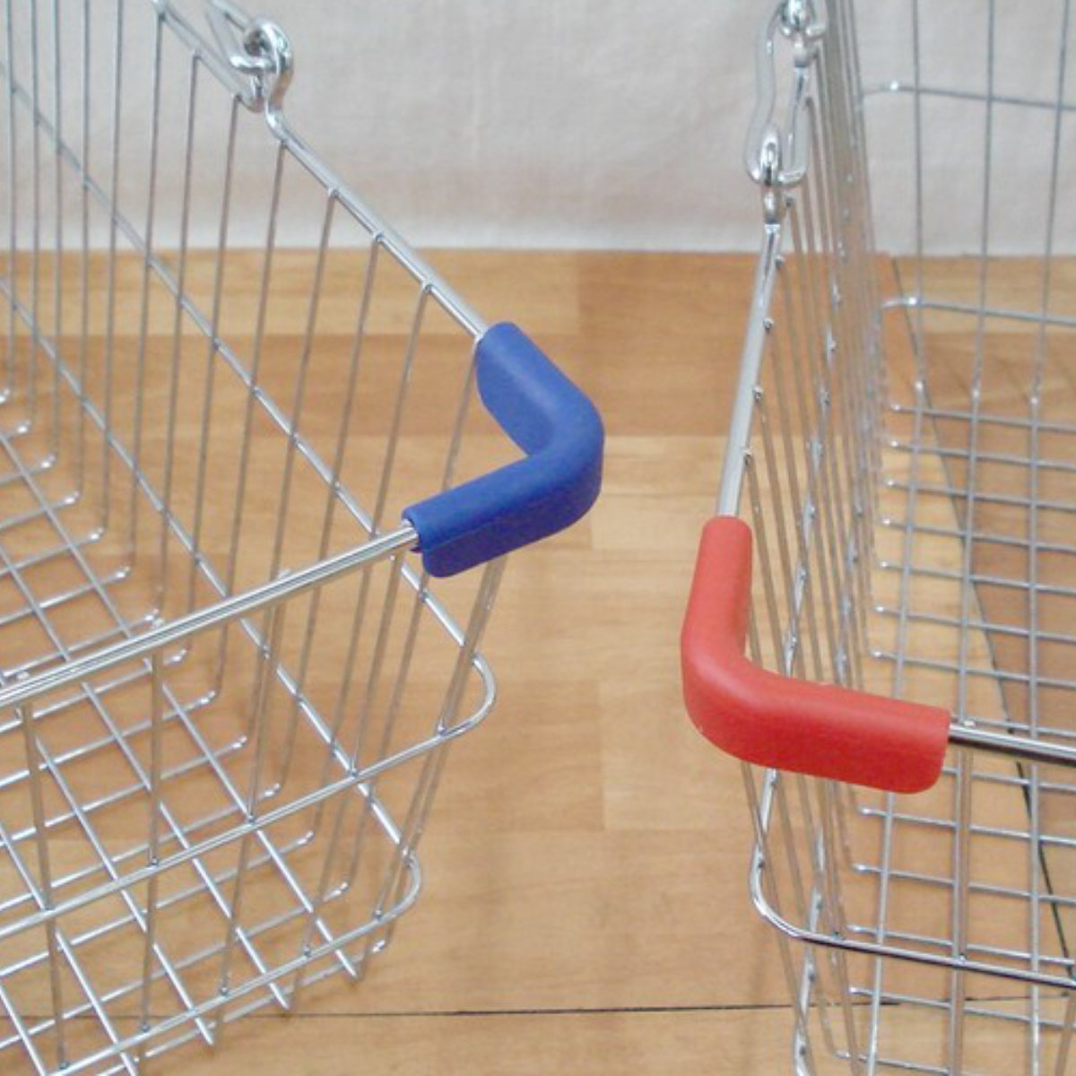 レジかご ワイヤープラスチック ハンドル M 幅40.5×奥行29.5×高さ18cm ( ワイヤーバスケット バスケット かご 収納バスケット 収納ボックス 収納ケース 収納 カゴ 角型 持ち手付き 小物収納 小物入れ ディスプレイ おしゃれ ) 【レッド】 レッド