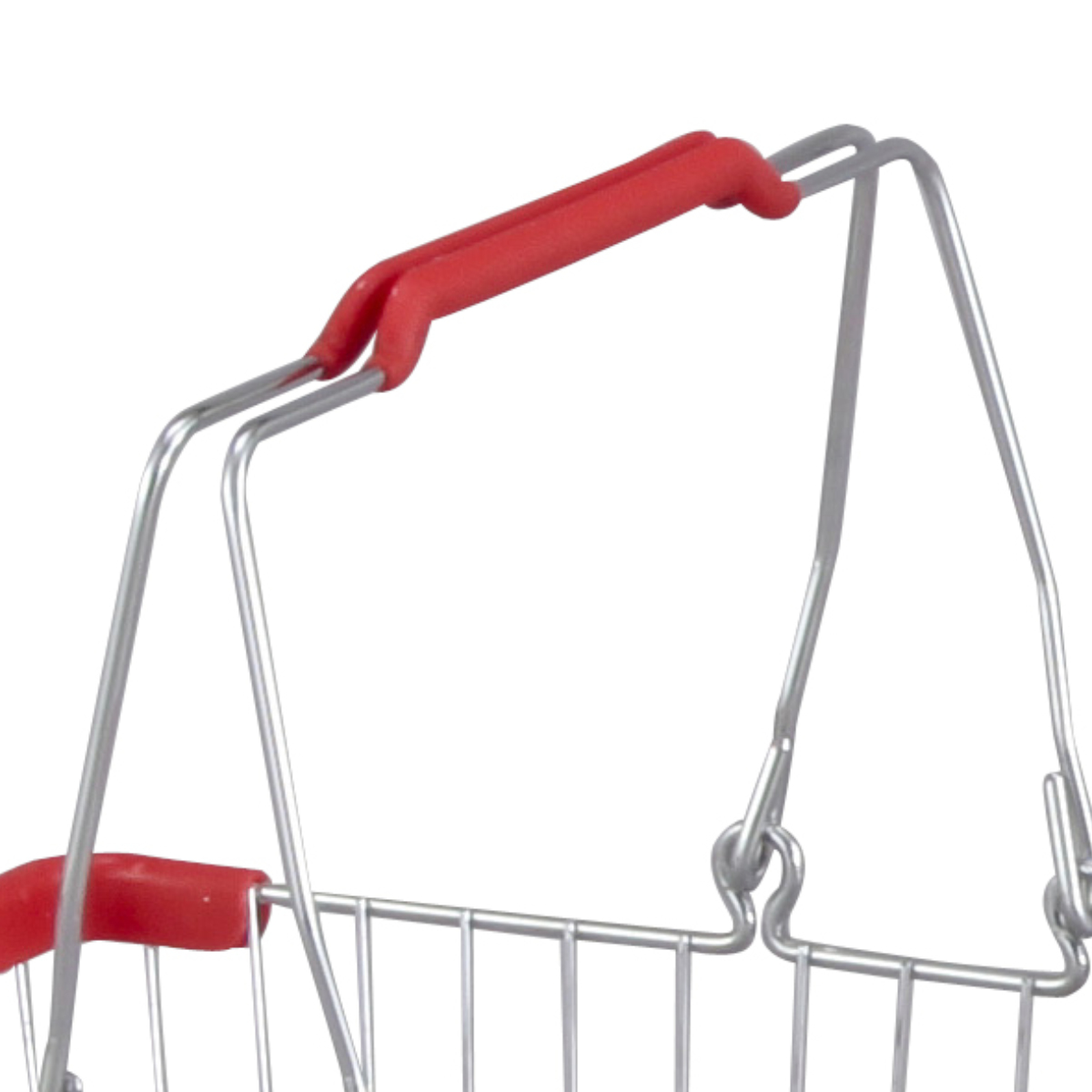 レジかご ワイヤープラスチック ハンドル M 幅40.5×奥行29.5×高さ18cm ( ワイヤーバスケット バスケット かご 収納バスケット 収納ボックス 収納ケース 収納 カゴ 角型 持ち手付き 小物収納 小物入れ ディスプレイ おしゃれ ) 【レッド】 レッド