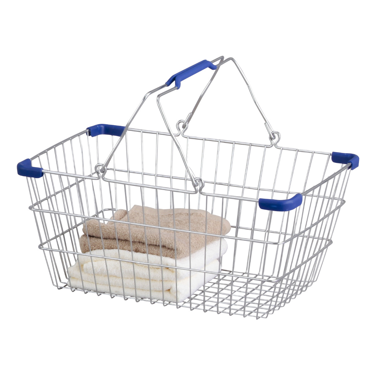 レジかご ワイヤープラスチック ハンドル M 幅40.5×奥行29.5×高さ18cm ( ワイヤーバスケット バスケット かご 収納バスケット 収納ボックス 収納ケース 収納 カゴ 角型 持ち手付き 小物収納 小物入れ ディスプレイ おしゃれ ) 【レッド】 レッド