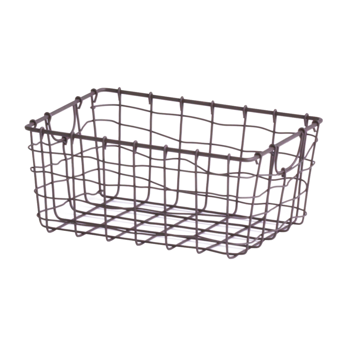 かご スウェル スクエアバスケット L 幅20×奥行15×高さ9cm ( 小物入れ 卓上収納 収納 バスケット ワイヤーバスケット 深型 スリム アイアンバスケット カゴ 角型 ワイヤー アイアン 収納バスケット 小物収納 おしゃれ ) 【アイボリー】 アイボリー