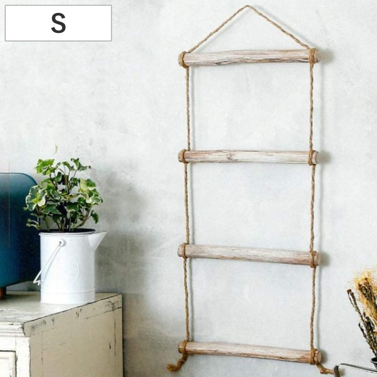 ガーデンオーナメント ブロンシュ ラダー S ハシゴ ( ガーデニング雑貨 はしご 木製 ウッドラダー ディスプレイ 壁掛け 園芸 エクステリア 雑貨 飾り ホイール 庭 ベランダ ガーデニング インテリア おしゃれ )