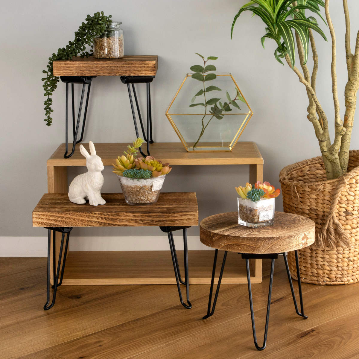 花台 プランタースタンド ピエニ レクトスタンド 木製 長方形 ( プランター台 フラワーラック 飾り台 プランターラック フラワー スタンド レクタングル 折り畳み コンパクト 鉢置き 園芸 鉢台 丈夫 10kg ) 【ホワイト】 ホワイト