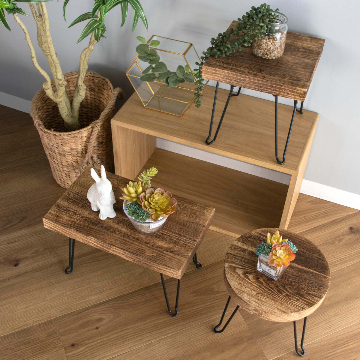 花台 プランタースタンド ピエニ レクトスタンド 木製 長方形 ( プランター台 フラワーラック 飾り台 プランターラック フラワー スタンド レクタングル 折り畳み コンパクト 鉢置き 園芸 鉢台 丈夫 10kg ) 【ホワイト】 ホワイト