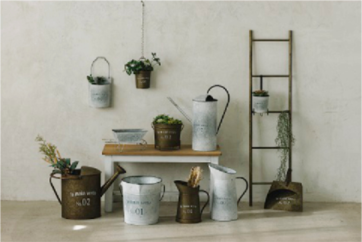 ミルクポット オーナメント グランディール L ( プランター 花瓶 花びん 植木鉢 プラントポット 植物用ポット 花器 ポット ブリキ ジョウロ ブリキ鉢 アイアン 植物 花 ドライフラワー 観葉植物 園芸 インテリア 卓上 ) 【アイアン】 アイアン