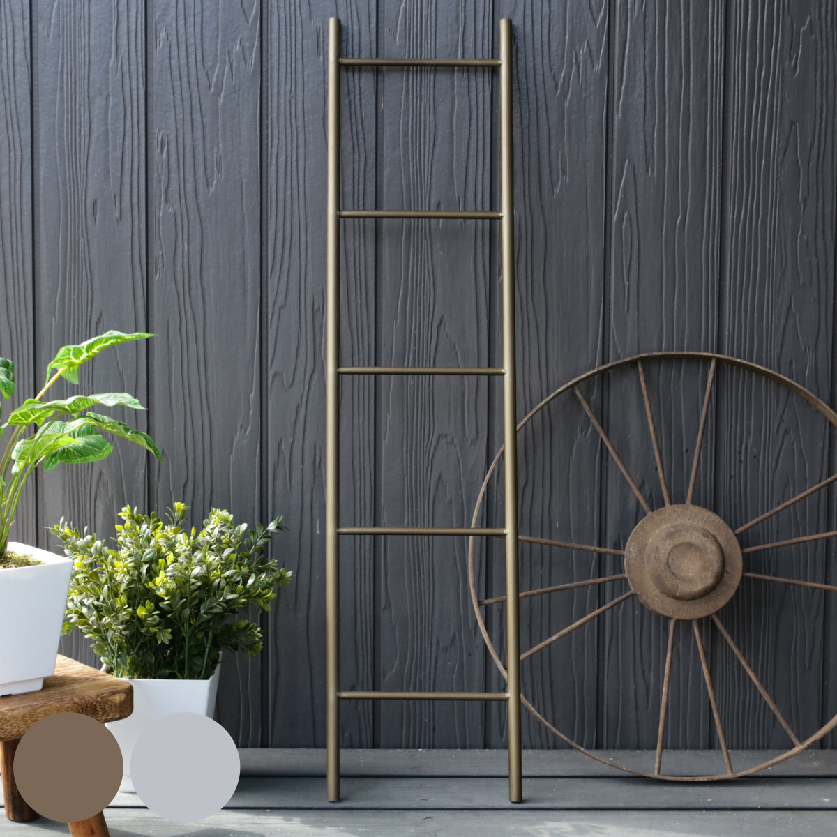 はしご オーナメント グランディール スリムラダー ( ガーデニング雑貨 ブリキ アイアン製 ラダー ディスプレイ 飾り オブジェ 園芸 エクステリア 雑貨 ガーデンオーナメント 庭 ベランダ ガーデニング インテリア おしゃれ ) 【ホワイト】