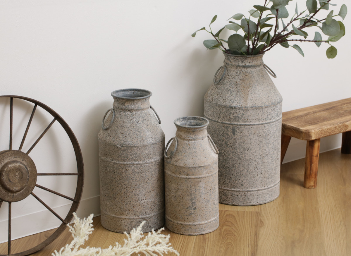 ガーデンオーナメント ファーマー ミルクカン S ( オーナメント 花瓶 花びん スワッグ 収納 花器 ポット アイアン ミルク缶 鉄製 植物 花 ドライフラワー 観葉植物 園芸 インテリア 卓上 花資材 ディスプレイ )