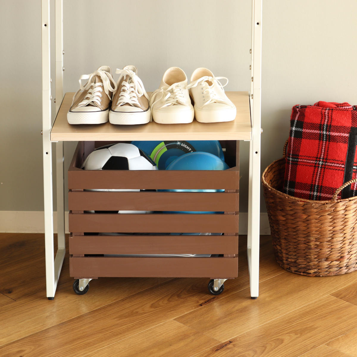 収納ボックス ボナブル コンテナカート ガーデニング ( 収納 ボックス 収納ケース 木箱 ケース 花台 木製 プランターカバー 植木鉢カバー 小物入れ 小物ケース 植木鉢 プランター カバー おしゃれ 天然木 ) 【ホワイト】 ホワイト