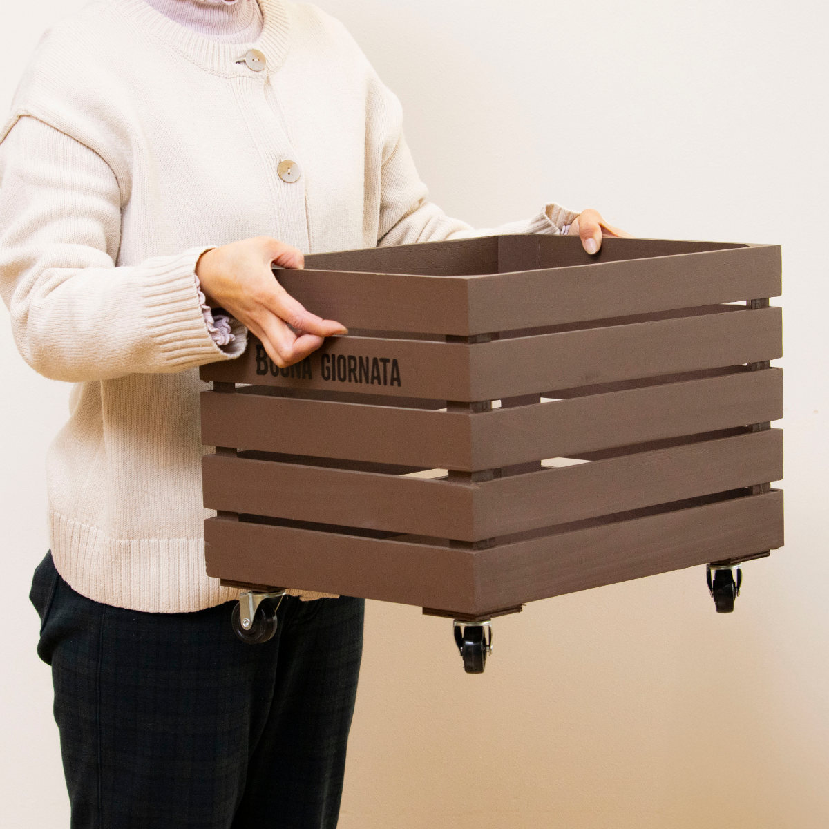 収納ボックス ボナブル コンテナカート ガーデニング ( 収納 ボックス 収納ケース 木箱 ケース 花台 木製 プランターカバー 植木鉢カバー 小物入れ 小物ケース 植木鉢 プランター カバー おしゃれ 天然木 ) 【ホワイト】 ホワイト