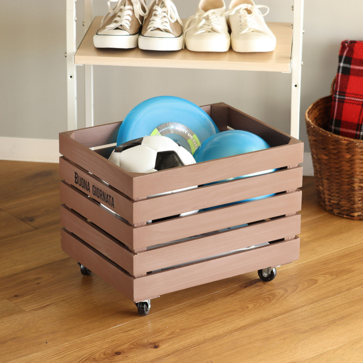 収納ボックス ボナブル コンテナカート ガーデニング ( 収納 ボックス 収納ケース 木箱 ケース 花台 木製 プランターカバー 植木鉢カバー 小物入れ 小物ケース 植木鉢 プランター カバー おしゃれ 天然木 ) 【ホワイト】 ホワイト