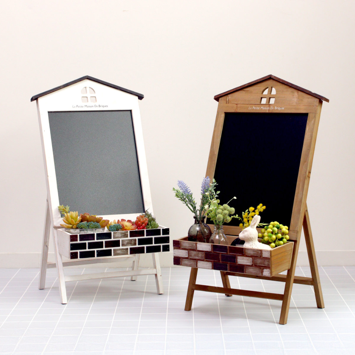 サインボード メゾレイユ サインボードポット ( 花台 フラワーラック プランタースタンド 飾り メッセージボード 花スタンド ラック シェルフ ディスプレイ ボックス 置く 植物 観葉植物 花 園芸 インテリア 黒板付き 天然木 ) 【ホワイト】