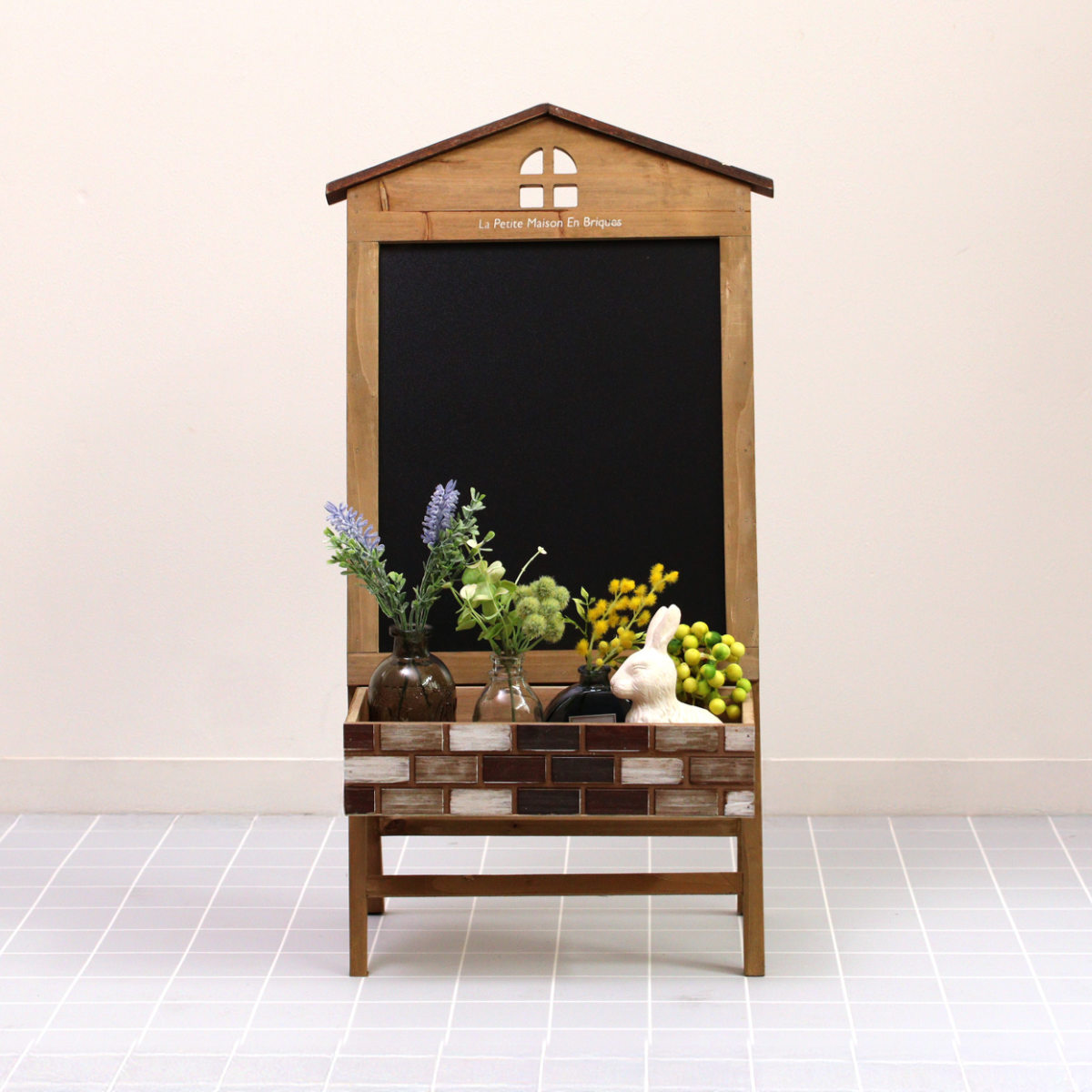 サインボード メゾレイユ サインボードポット ( 花台 フラワーラック プランタースタンド 飾り メッセージボード 花スタンド ラック シェルフ ディスプレイ ボックス 置く 植物 観葉植物 花 園芸 インテリア 黒板付き 天然木 ) 【ホワイト】 ホワイト