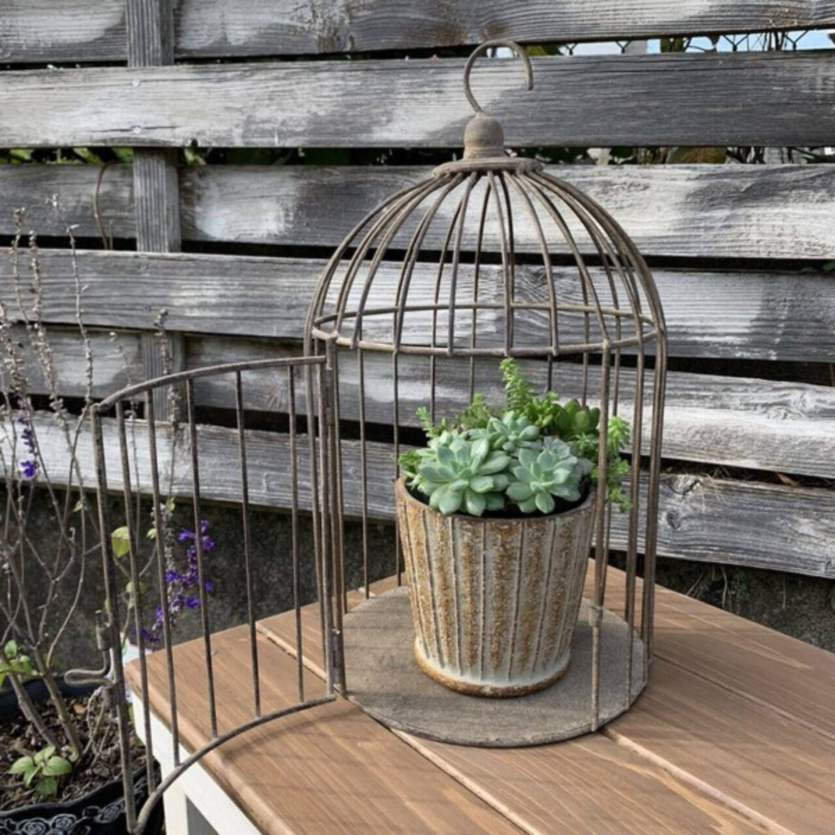 ヴィンテージ シャビー アイアン ハンギング フラワーバスケット 鉄 吊り 花籠 ヴィンテージ シャビー アイアン ハンギング フラワーバスケット 8.8kg