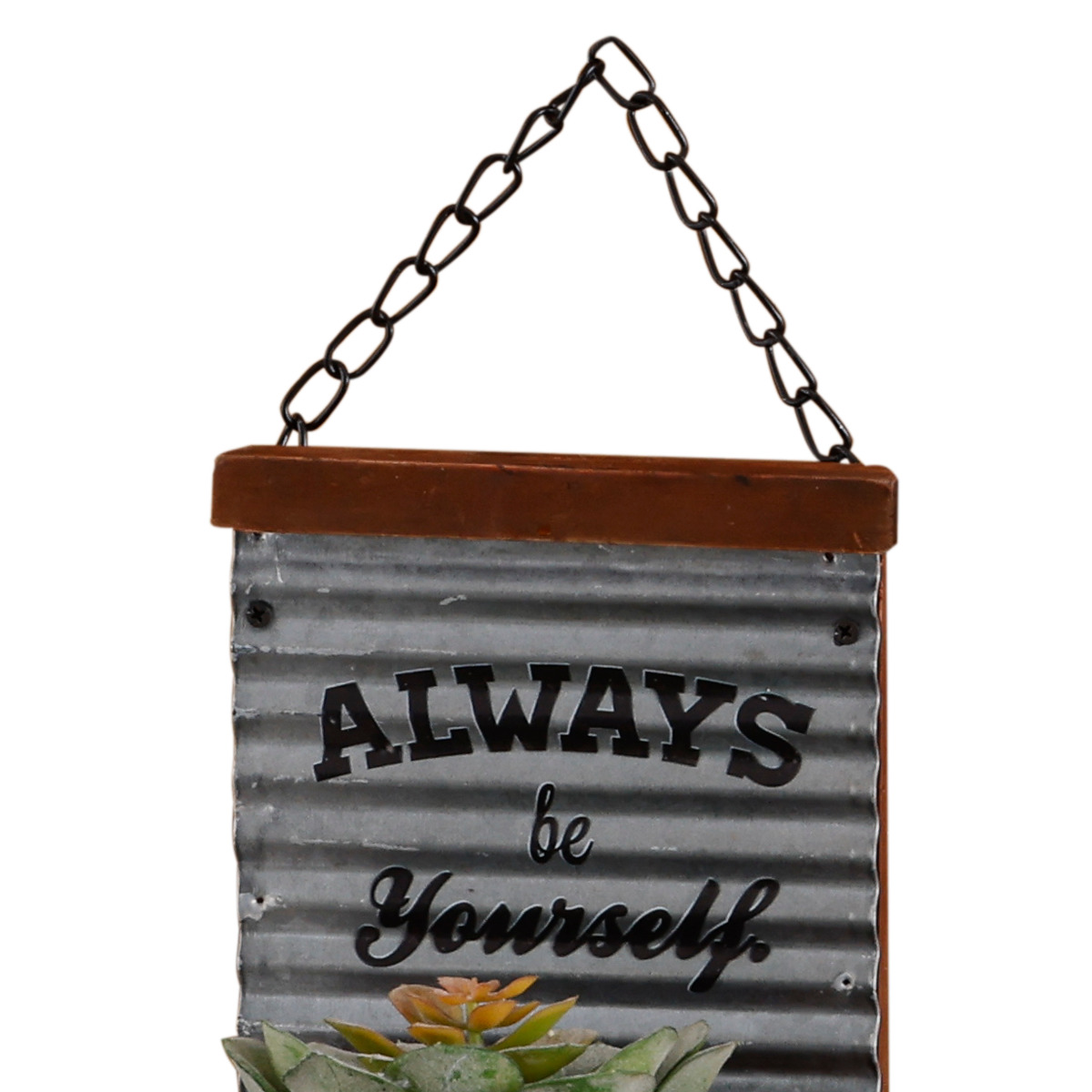 植木鉢 ハンギングポット エコルフェ ( プランターポット 植木ポット アンティーク調 フラワーポット アイアン 多肉植物 観葉植物 引っ掛け 吊り下げ 壁掛け ハンギング 植物用ポット 花器 鉢 プランター トタン 天然木 ) 【ホワイト】 ホワイト