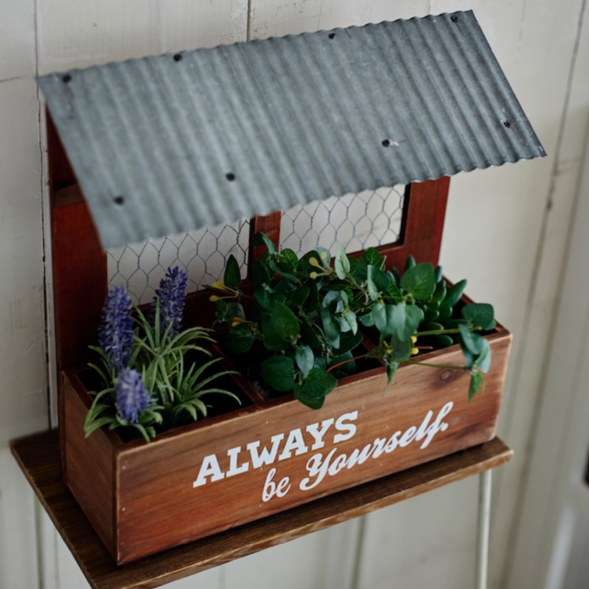 プランター トリプルプランター エコルフェ ( プランターポット 植木鉢 植木ポット アンティーク調 フラワーポット アイアン 多肉植物 観葉植物 引っ掛け 吊り下げ 壁掛け ハンギング 植物用ポット 花器 鉢 トタン 天然木 ) 【ホワイト】 ホワイト