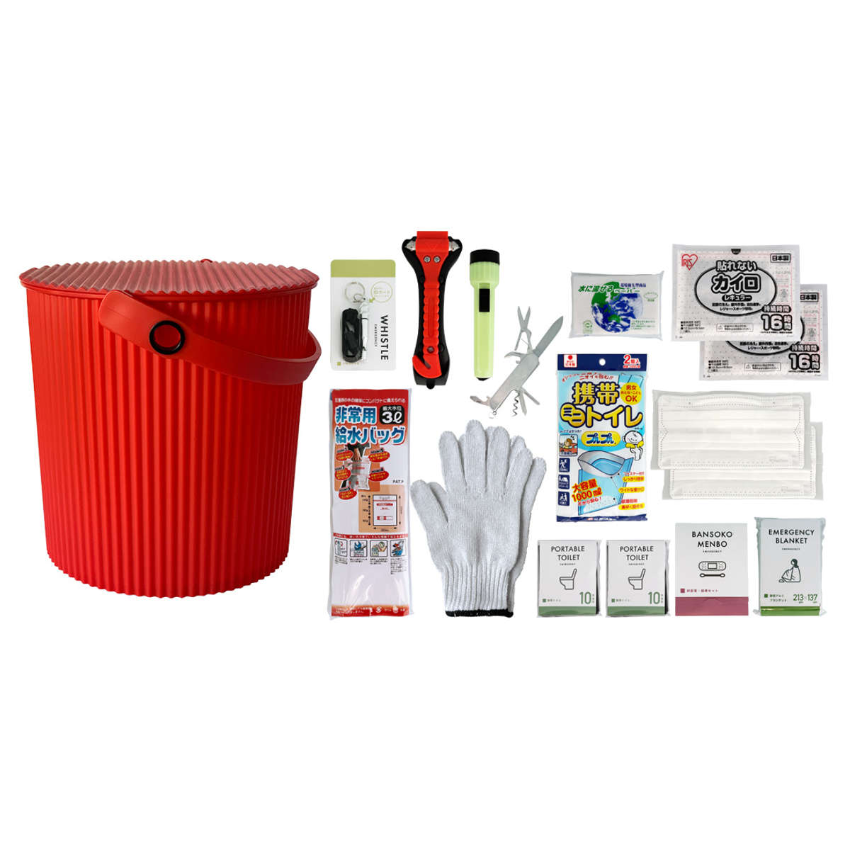 防災セット ウェイビー 車載用 座れる防災バケツセット 17点セット ( 防災 バケツ 座れる 耐荷重150kg 防災バッグ 衛生 防災用品 防災グッズ 収納 災害 緊急時 災害時 避難時 衛生用品 避難生活 非常用 ) 【ブルー】 ブルー