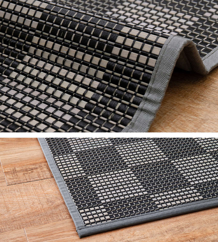 ラグ モダン柄の竹ラグ ベック 180×240cm ( カーペット 絨毯 マット 竹 長方形 3畳 3帖 天然素材 市松模様 厚手 竹素材 天然 ひんやり 夏 ウレタン入り 抗菌 防臭 コンパクト 三層 ふっくら エコ 防音効果 ) 【グレー】 グレー