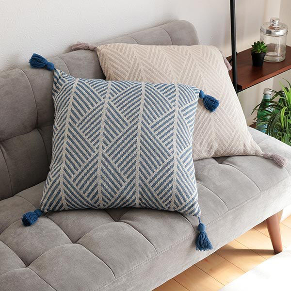 クッション クラック インド綿 背当てクッション 45×45cm ホワイト ( 座布団 ざぶとん 四角 フロアクッション シートクッション チェアクッション 45×45 45cm 角型 柄 ヘリンボーン ナチュラル 北欧 インテリア ) 【ネイビー】 ネイビー