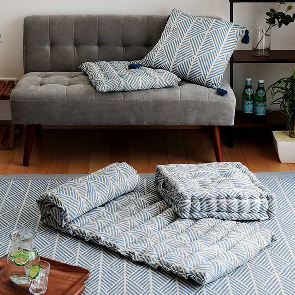 クッション クラック インド綿 クッキークッション 42×42cm ホワイト ( 座布団 ざぶとん 四角 フロアクッション シートクッション チェアクッション 42×42 42cm 角型 厚い 柄 ヘリンボーン ナチュラル 北欧 インテリア ) 【ホワイト】 ホワイト