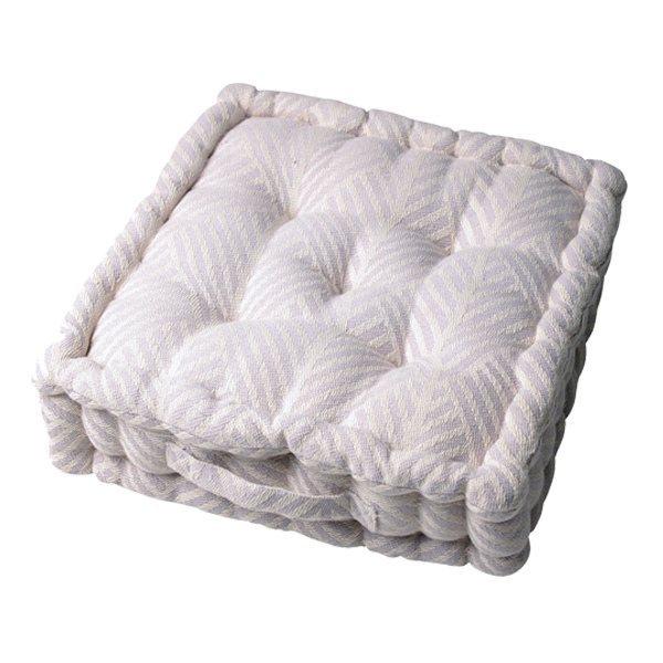 クッション クラック インド綿 クッキークッション 42×42cm ホワイト ( 座布団 ざぶとん 四角 フロアクッション シートクッション チェアクッション 42×42 42cm 角型 厚い 柄 ヘリンボーン ナチュラル 北欧 インテリア ) 【ホワイト】 ホワイト