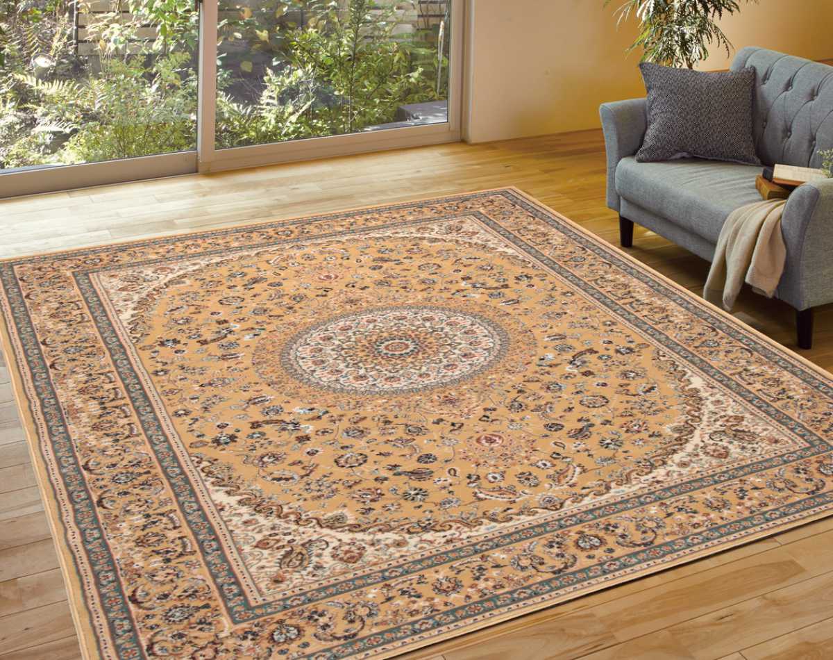 ラグ トルコ製ウィルトンラグ ローサマルカンド 200×250cm ベージュ ( ラグマット カーペット じゅうたん 絨毯 敷物 マット おしゃれ ウィルトン織 長方形 薄手 ホットカーペット 床暖房 対応 約3畳 )