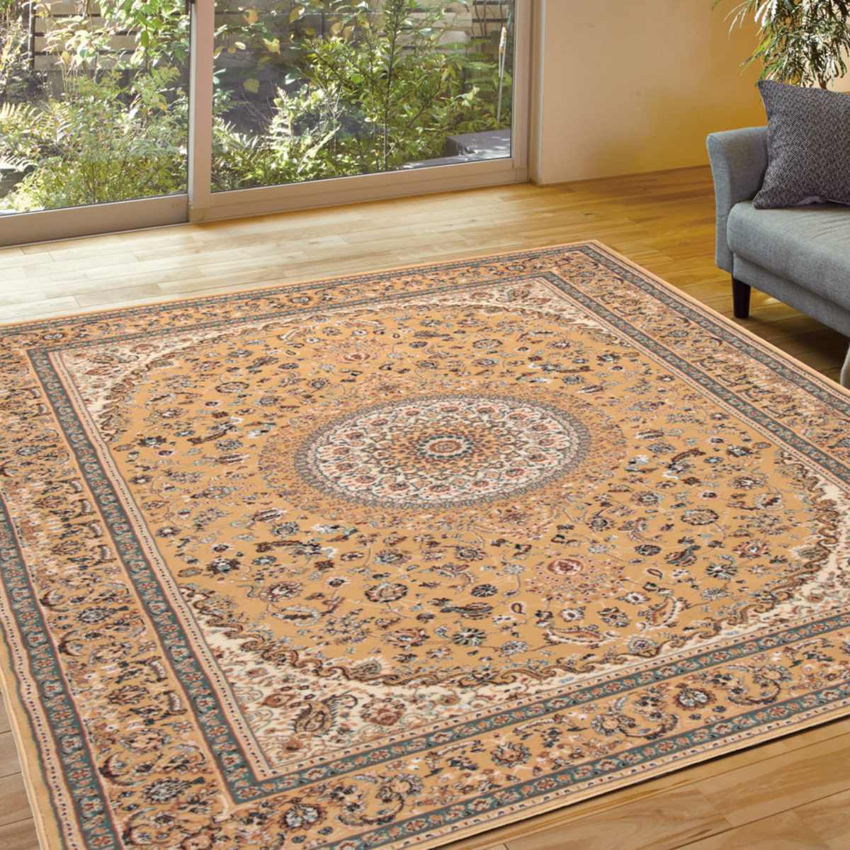 ラグ トルコ製ウィルトンラグ ローサマルカンド 200×250cm ベージュ ( ラグマット カーペット じゅうたん 絨毯 敷物 マット おしゃれ ウィルトン織 長方形 薄手 ホットカーペット 床暖房 対応 約3畳 )