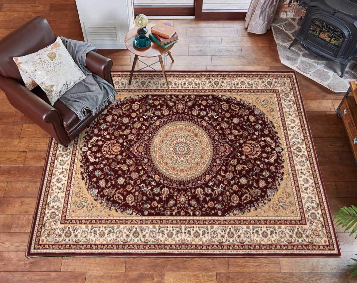 ラグ トルコ製ウィルトンラグ ローサマルカンド 240×240cm レッド ( ラグマット カーペット じゅうたん 絨毯 敷物 マット おしゃれ ウィルトン織 長方形 薄手 ホットカーペット 床暖房 対応 約4.5畳 )