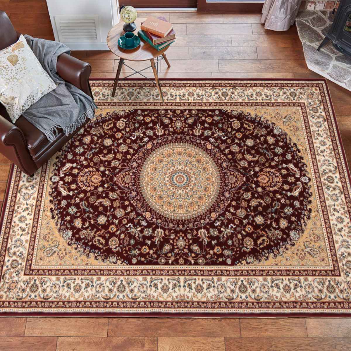 ラグ トルコ製ウィルトンラグ ローサマルカンド 240×240cm レッド ( ラグマット カーペット じゅうたん 絨毯 敷物 マット おしゃれ ウィルトン織 長方形 薄手 ホットカーペット 床暖房 対応 約4.5畳 )