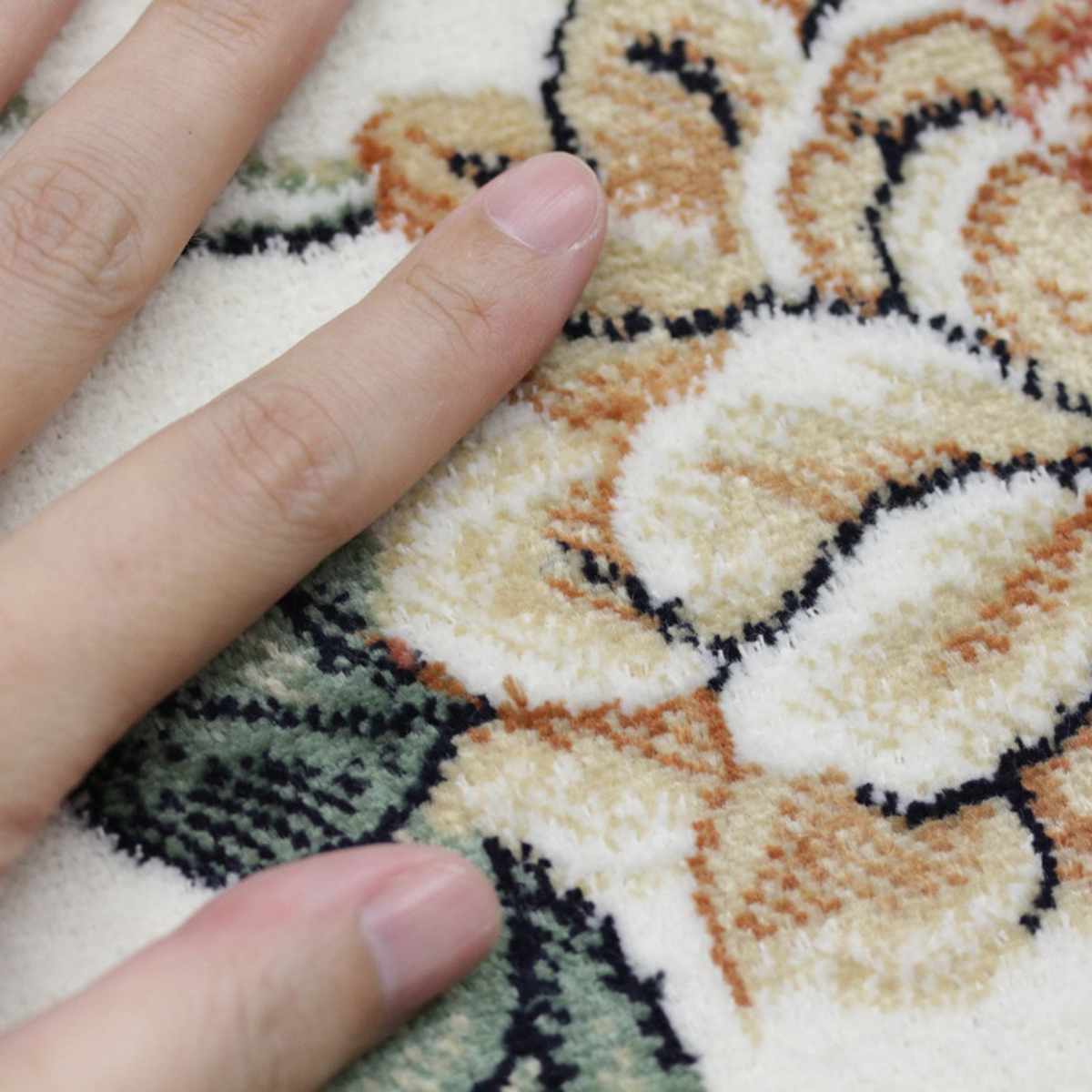 ラグ 195×195cm ラグマット ベルギー製モケットラグ ロイヤルパレス アムール ( ラグマット カーペット じゅうたん 絨毯 敷物 マット おしゃれ ウィルトン織 長方形 薄手 ホットカーペット 床暖房 対応 約2畳 ) 【グリーン】 グリーン