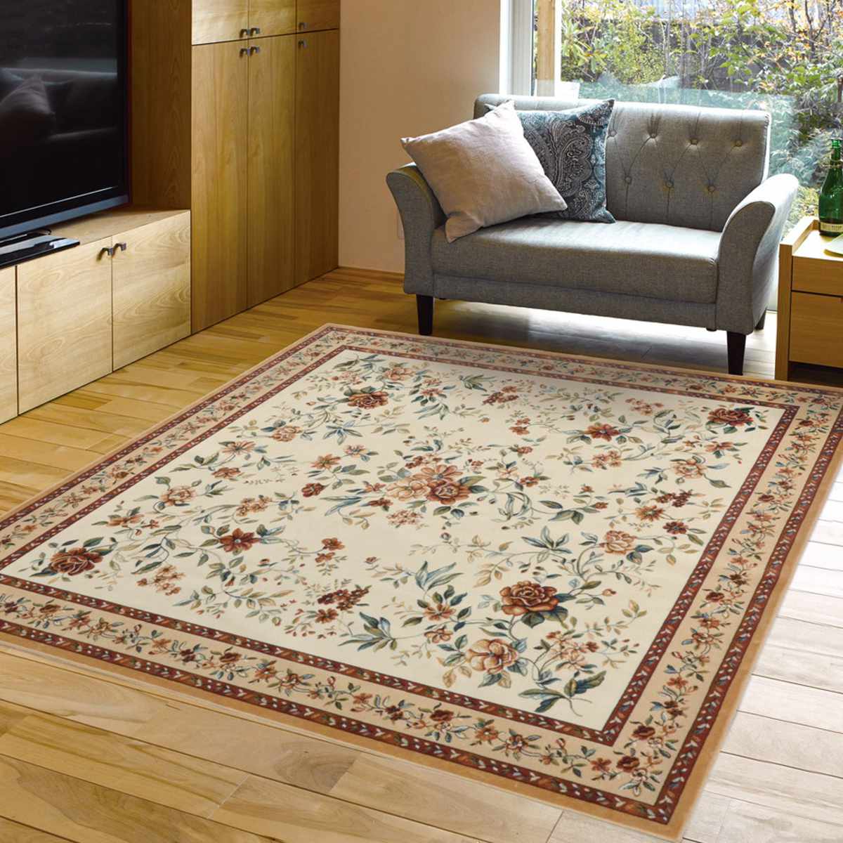 ラグ 195×195cm ラグマット ベルギー製モケットラグ ロイヤルパレス アムール ( ラグマット カーペット じゅうたん 絨毯 敷物 マット おしゃれ ウィルトン織 長方形 薄手 ホットカーペット 床暖房 対応 約2畳 ) 【グリーン】 グリーン