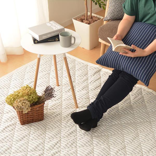 ラグ ワッフル生地のインド綿キルトラグ 185×240cm ( LH17669 ラグマット カーペット 絨毯 マット 吸水 吸湿 通気性 綿 洗える 清潔 ソファ前 ベッドサイド オールシーズン リビング 床暖 ホットカーペット対応 ) 【ネイビー】 ネイビー