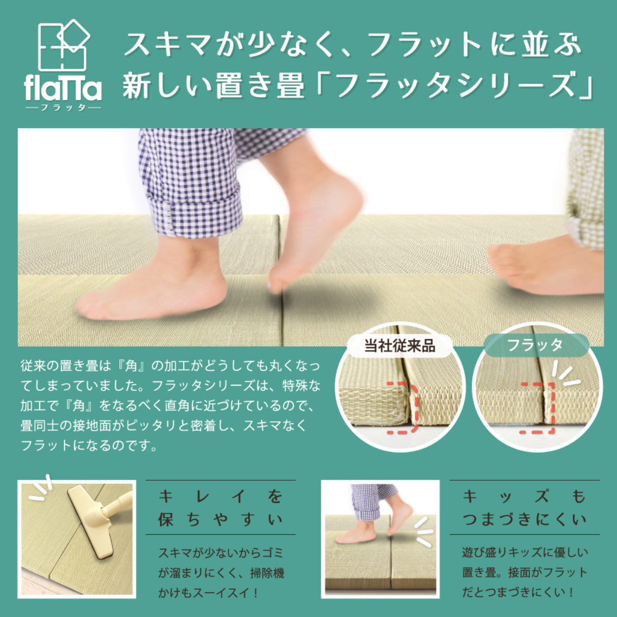 ユニット畳 置き畳 王騎 約65×65 滑り止め付き 4枚セット ブルー ( 畳マット 畳 ラグ マット システム畳 フロア畳 フローリング畳 簡単 設置 軽い フローリング 手軽 和室 洋室 い草 厚み クッション性 キズ防止 ) 【ブルー】 ブルー