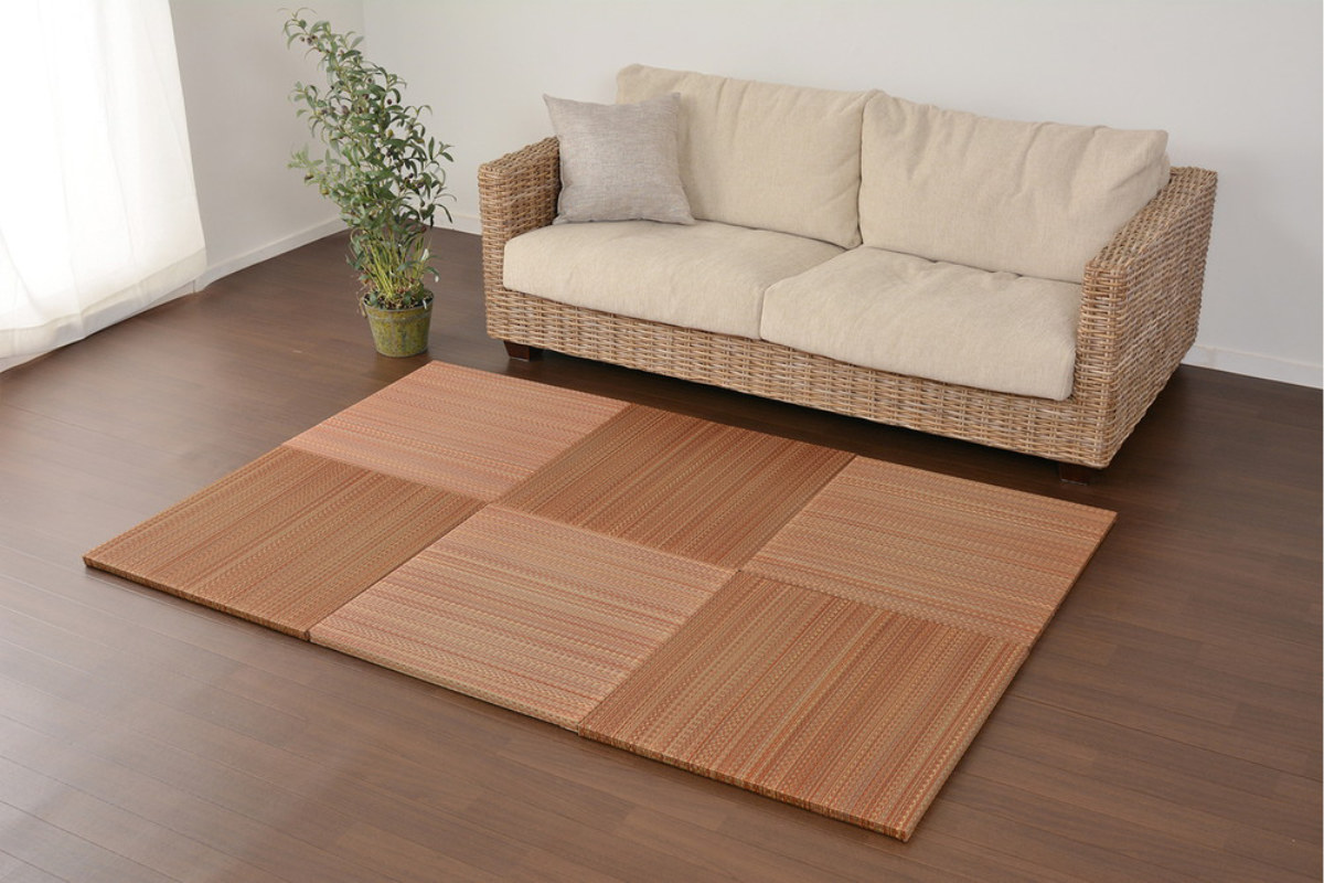 ユニット畳 置き畳 王騎 約65×65 滑り止め付き 4枚セット ブルー ( 畳マット 畳 ラグ マット システム畳 フロア畳 フローリング畳 簡単 設置 軽い フローリング 手軽 和室 洋室 い草 厚み クッション性 キズ防止 ) 【ブルー】 ブルー