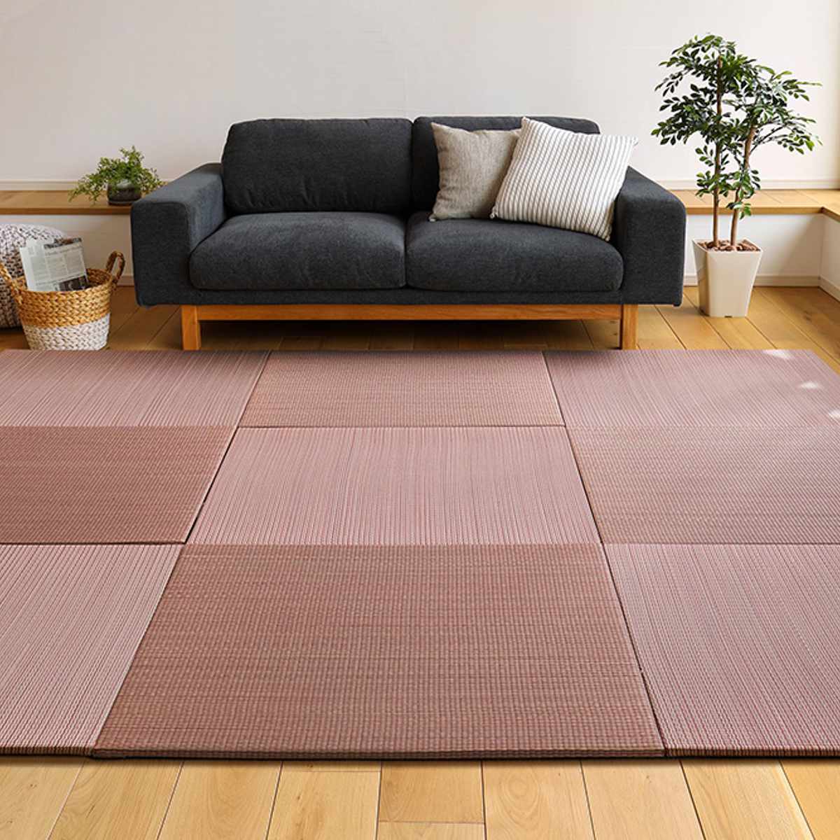 ユニット畳 置き畳 四季 約82×82 滑り止め付き 1枚 ブルー ( 畳マット 畳 ラグ マット システム畳 フロア畳 フローリング畳 簡単 設置 軽い フローリング 手軽 和室 洋室 い草 ) 【ナチュラル】 ナチュラル