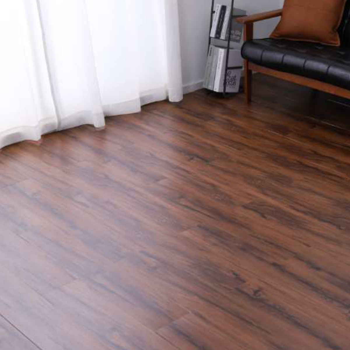 フロアマット 同色24枚入 2帖分 フロアタイル 木目調 ( タイルマット タイルカーペット マット 貼るだけ 簡単 手軽 カット可能 カッター キッチン 洗面所 繰り返し使える 洗える 木目調 耐久性 ) 【グレー】 グレー